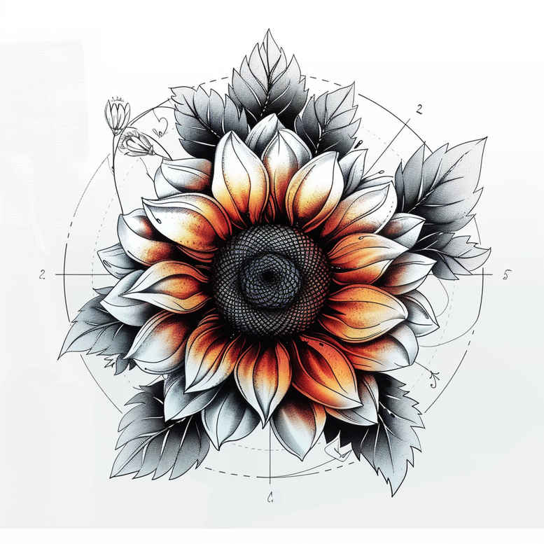 organic-line-flower-tattoo – tattoo design ideas free ai generated – neotraditional-color-saturation – for-shoulder – Gallery: other-flowers-inkby-ai