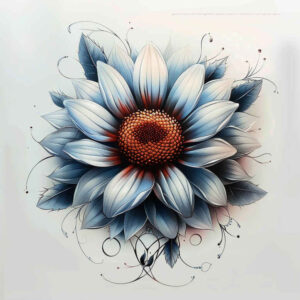 ornamental-detail-flower-tattoo – tattoo design ideas free ai generated – neotraditional-rich-shading – for-upper-chest – Gallery: other-flowers-inkby-ai