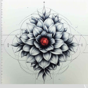 ornamental-detail-flower-tattoo – tattoo design ideas free ai generated – surrealism-esoteric-symbolism – for-sternum – Gallery: other-flowers-inkby-ai