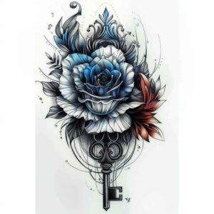 ornamental-flower-tattoo – tattoo design ideas free ai generated – neotraditional-bold-texture – for-collarbone – Gallery: other-flowers-inkby-ai