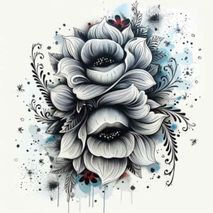 realistic-flower-tattoo – tattoo design ideas free ai generated – neotraditional-vivid-hues – for-abdomen – Gallery: other-flowers-inkby-ai
