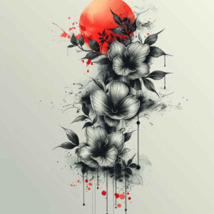 realistic-flower-tattoo – tattoo design ideas free ai generated – realism-real-life-shading – for-side-torso – Gallery: other-flowers-inkby-ai
