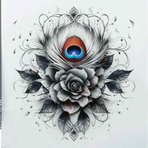 realistic-flowers – tattoo design ideas free ai generated – neotraditional-artistic-contrast – for-shoulder-blade – Gallery: other-flowers-inkby-ai
