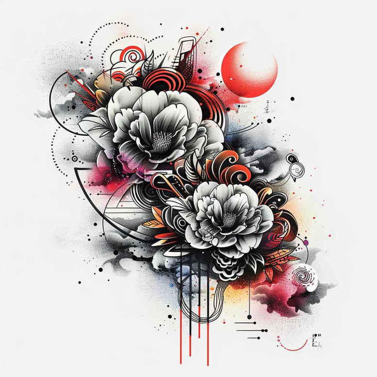 realistic-flowers – tattoo design ideas free ai generated – neotraditional-decorative-detail – for-ribs – Gallery: other-flowers-inkby-ai