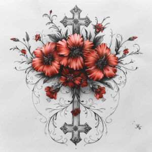 shaded-flower-tattoo – tattoo design ideas free ai generated – neotraditional-layered-fill – for-shin – Gallery: other-flowers-inkby-ai