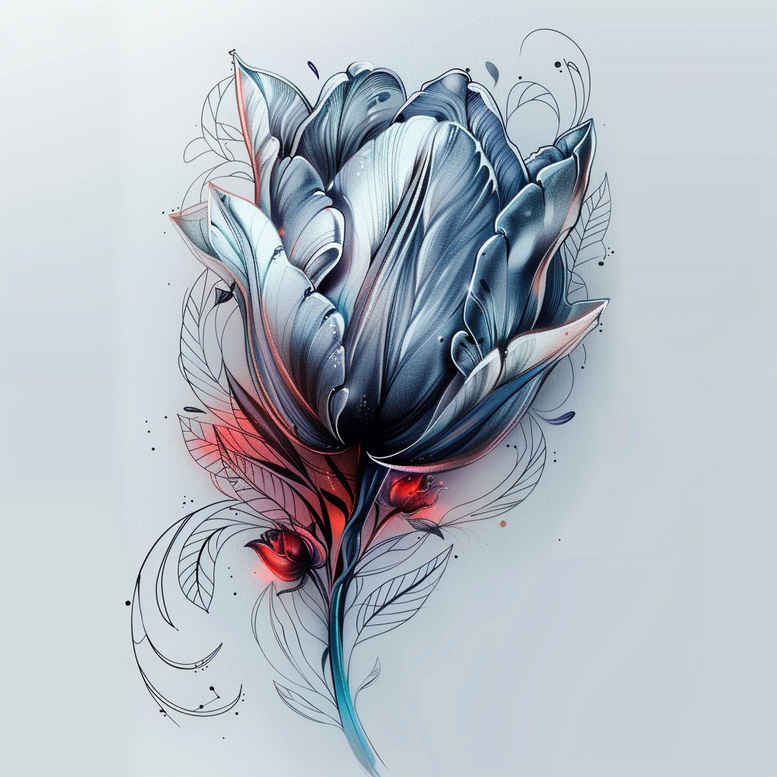 shaded-flower-tattoo – tattoo design ideas free ai generated – surrealism-disorienting – for-inner-arm – Gallery: other-flowers-inkby-ai