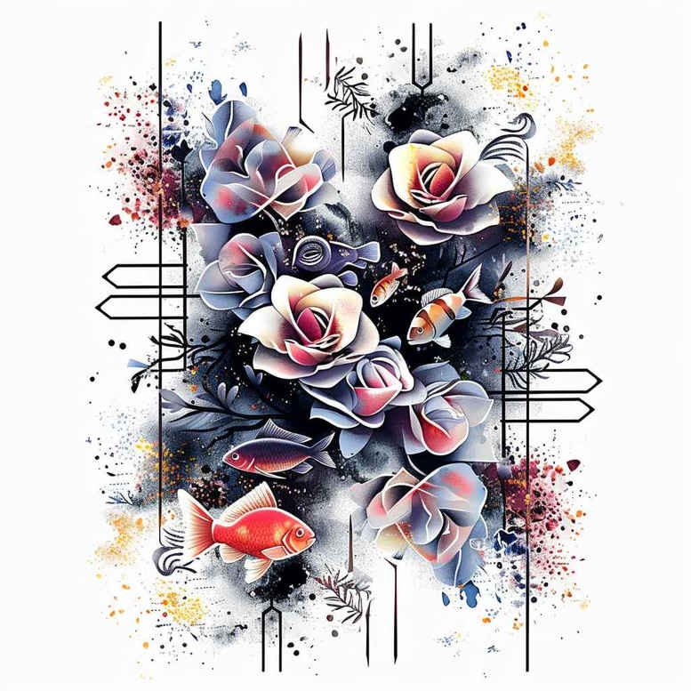 spiritual-flower-tattoo – tattoo design ideas free ai generated – neotraditional-layered-shading – for-biceps – Gallery: other-flowers-inkby-ai