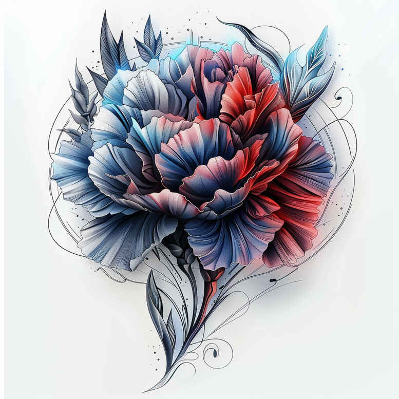 spiritual-flower-tattoo – tattoo design ideas free ai generated – neotraditional-textured-fills – for-side – Gallery: other-flowers-inkby-ai