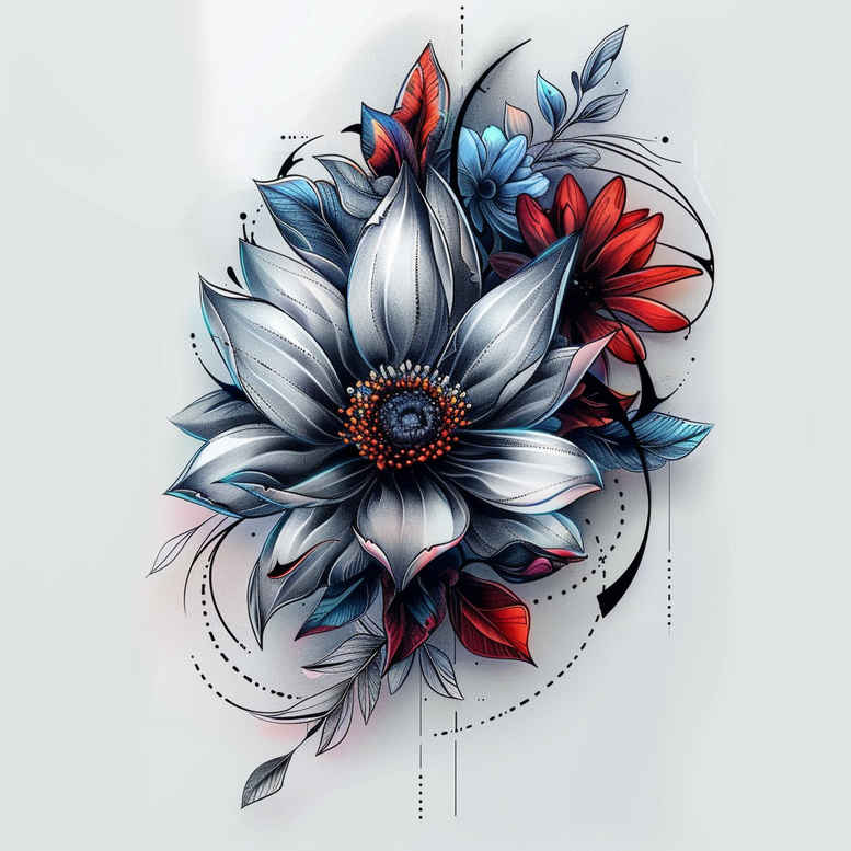 other-flowers tattoo design ideas sparse botanical for spine