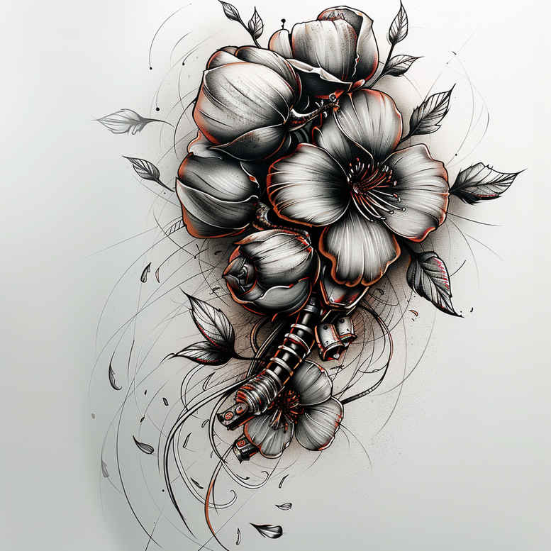 other-flowers tattoo design ideas negative space delicate layers for back of neck