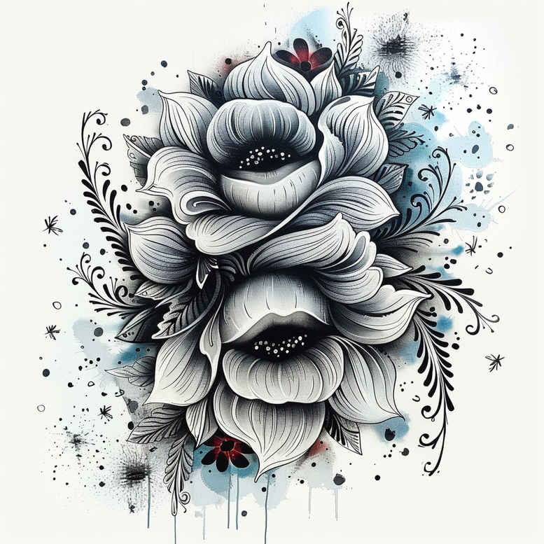 other-flowers tattoo design ideas precise detailed textures for shin