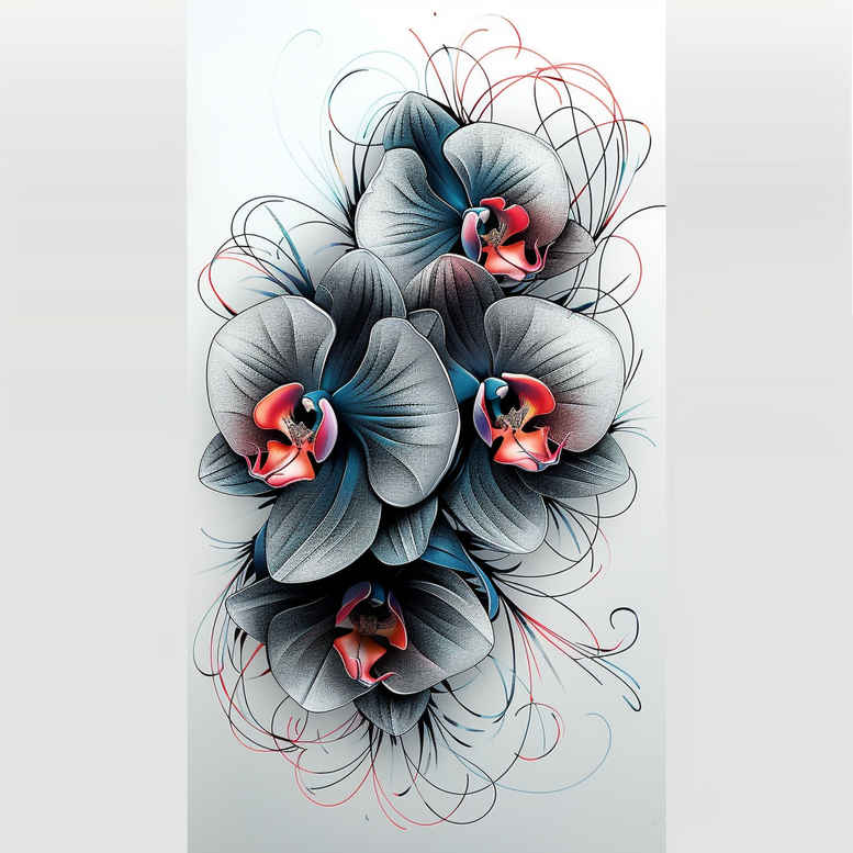other-flowers tattoo design ideas pinprick floral silhouettes for hip