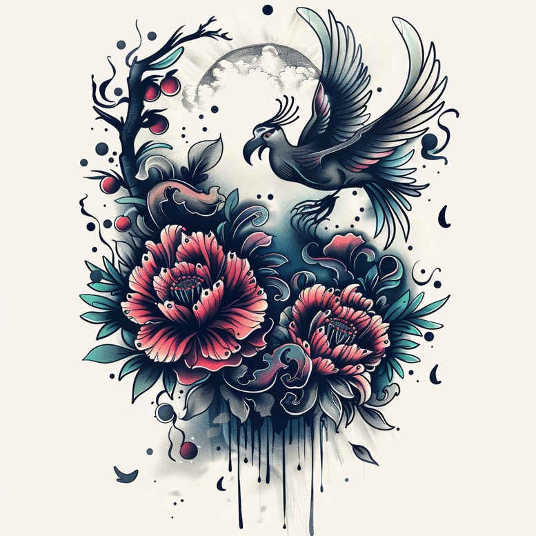 other-flowers tattoo design ideas simple form flowing for upper chest