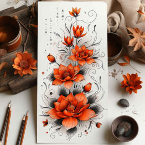 other-flowers tattoo design ideas clear edge layered for abdomen