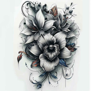 other-flowers tattoo design ideas clean stroke layered for lower leg