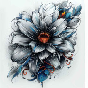other-flowers tattoo design ideas pure shape layered shading symbolising endurance