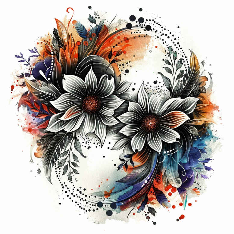other-flowers tattoo design ideas dotwork smooth lines for chest
