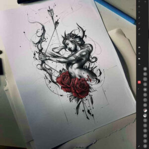 greek-abstract-motifs – tattoo design ideas free ai generated – neotraditional-artistic-contrast – for-behind-ear – Gallery: other-greece-inkby-ai