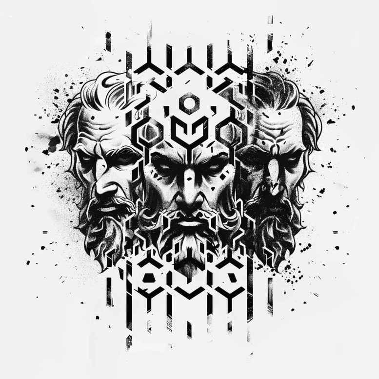 greek-harmony-symbols – tattoo design ideas free ai generated – surrealism-abstract-forms – for-side-torso – Gallery: other-greece-inkby-ai