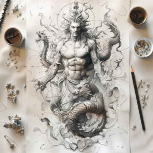 greek-mystical-patterns – tattoo design ideas free ai generated – neotraditional-crisp-lines – for-elbow – Gallery: other-greece-inkby-ai