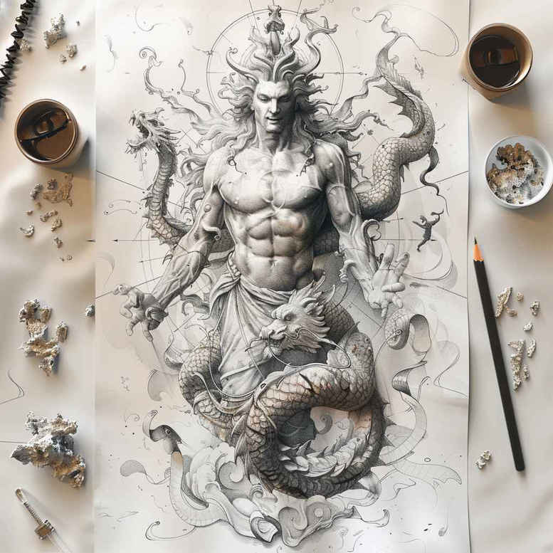 greek-mystical-patterns – tattoo design ideas free ai generated – neotraditional-crisp-lines – for-elbow – Gallery: other-greece-inkby-ai