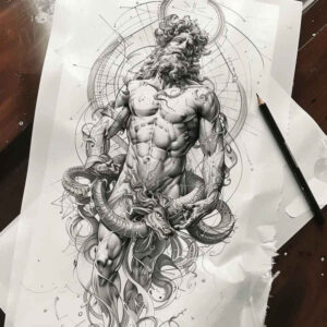 greek-ornaments – tattoo design ideas free ai generated – neotraditional-detailed-textures – for-thigh – Gallery: other-greece-inkby-ai