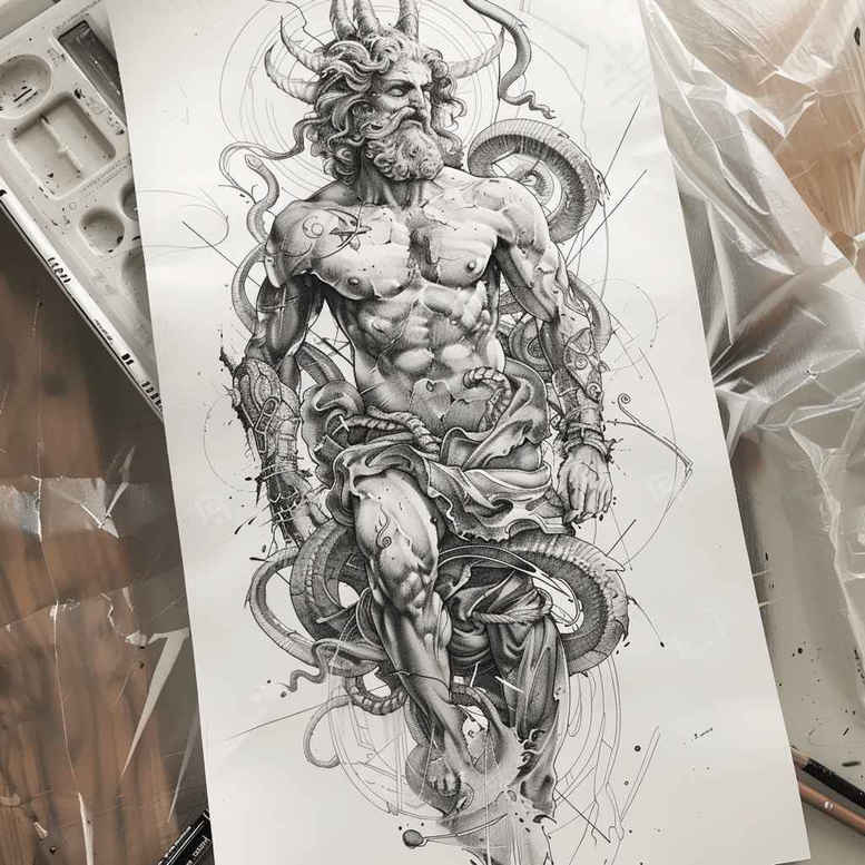 greek-spiritual-tattoo-surrealism-enigmatic-visuals-for-calf – tattoo design ideas free ai generated – Gallery: other-greece-inkby-ai