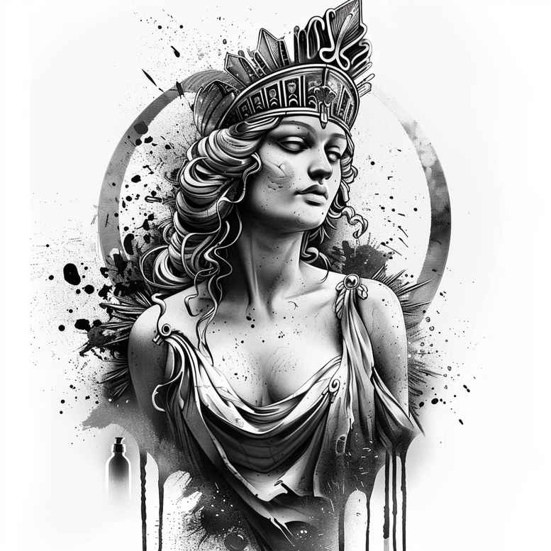 greek-philosophy – tattoo design ideas free ai generated – surrealism-ethereal-glow – for-knee – Gallery: other-greece-inkby-ai