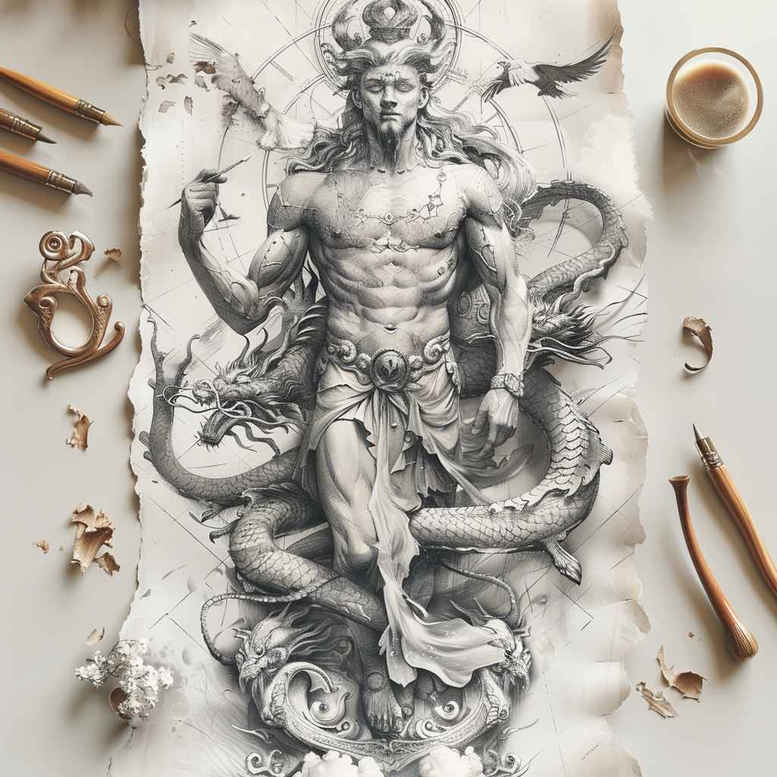 greek-protective-symbols – tattoo design ideas free ai generated – realism-tactile-shading – for-lower-arm – Gallery: other-greece-inkby-ai