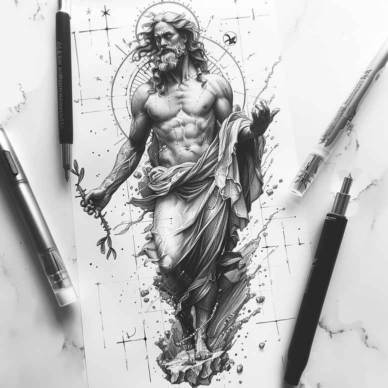 greek-sculptures – tattoo design ideas free ai generated – realism-illusion-of-depth – for-nape – Gallery: other-greece-inkby-ai