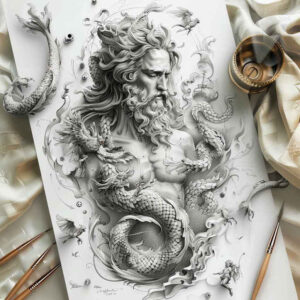 other-greece tattoo design ideas Surrealism unearthly detailed statues for palm