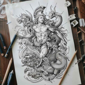 other-greece tattoo design ideas real-life shading gods for upper back