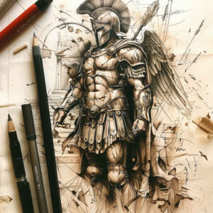 other-greece tattoo design ideas dramatic lighting heroic motifs for lower back