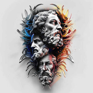 other-greece tattoo design ideas Surrealism enigmatic visuals temples for lower arm