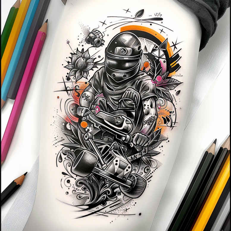 cooking-hobby – tattoo design ideas free ai generated – surrealism-morphic-transformation – for-lower-back – Gallery: other-hobby-inkby-ai