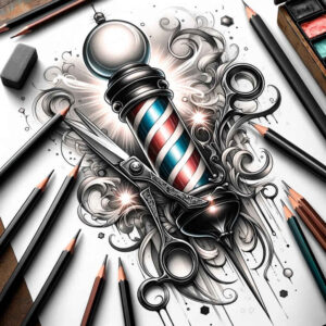 language-learning-hobby – tattoo design ideas free ai generated – neotraditional-bold-texture – for-upper-arm – Gallery: other-hobby-inkby-ai