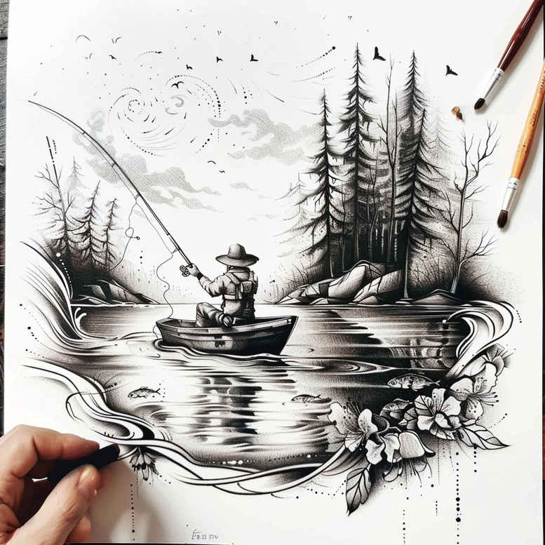 meditation-hobby – tattoo design ideas free ai generated – neotraditional-layered-fill – for-inner-arm – Gallery: other-hobby-inkby-ai