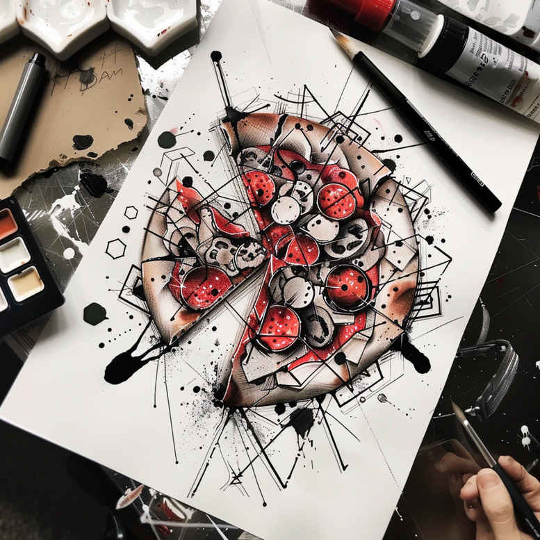 theater-hobby – tattoo design ideas free ai generated – surrealism-psychedelic – for-ankle – Gallery: other-hobby-inkby-ai