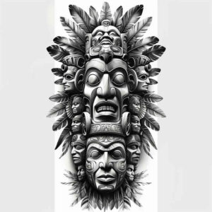 native-art – tattoo design ideas free ai generated – surrealism-subconscious-themes – for-back-of-neck – Gallery: other-native-americans-inkby-ai