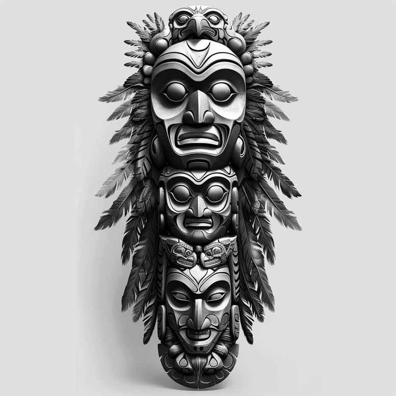 native-feather-patterns – tattoo design ideas free ai generated – realism-skin-texture – for-temple – Gallery: other-native-americans-inkby-ai