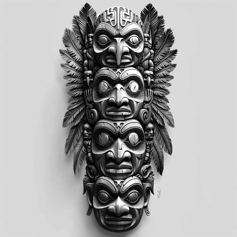 native-folk-art – tattoo design ideas free ai generated – neotraditional-layered-fill – for-scapula – Gallery: other-native-americans-inkby-ai