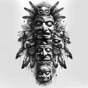 native-freedom-symbols – tattoo design ideas free ai generated – realism-precise-gradient – for-nape – Gallery: other-native-americans-inkby-ai