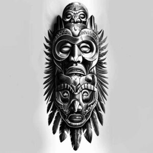 native-headdress – tattoo design ideas free ai generated – neotraditional-vivid-hues – for-shin – Gallery: other-native-americans-inkby-ai