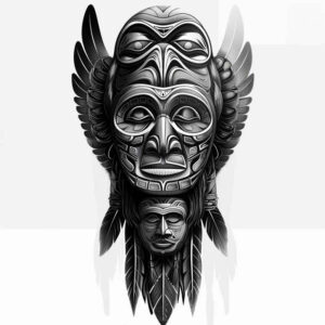 native-headdress – tattoo design ideas free ai generated – realism-fine-lines – for-upper-shoulder – Gallery: other-native-americans-inkby-ai