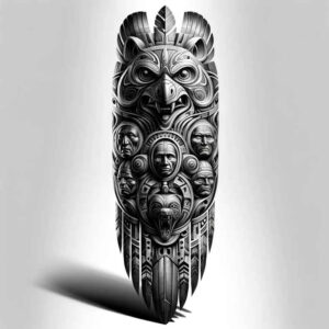 native-history-for-men – tattoo design ideas free ai generated – neotraditional-enhanced-shading – for-lower-chest – Gallery: other-native-americans-inkby-ai