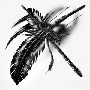 native-power-symbol – tattoo design ideas free ai generated – surrealism-fluid-forms – for-knee – Gallery: other-native-americans-inkby-ai