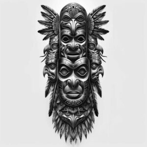 native-protection-symbol – tattoo design ideas free ai generated – neotraditional-color-richness – for-behind-ear – Gallery: other-native-americans-inkby-ai