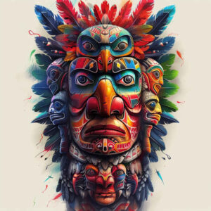 native-protection-symbol – tattoo design ideas free ai generated – neotraditional-layered-fill – for-sternum – Gallery: other-native-americans-inkby-ai
