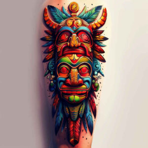 native-spiritual-symbols – tattoo design ideas free ai generated – neotraditional-enhanced-shading – for-lower-chest – Gallery: other-native-americans-inkby-ai