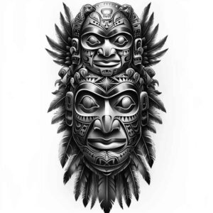 native-symbols – tattoo design ideas free ai generated – neotraditional-smooth-gradients – for-lower-leg – Gallery: other-native-americans-inkby-ai